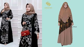 Detail Model Jubah Batik Kombinasi Polos Terbaru Nomer 35