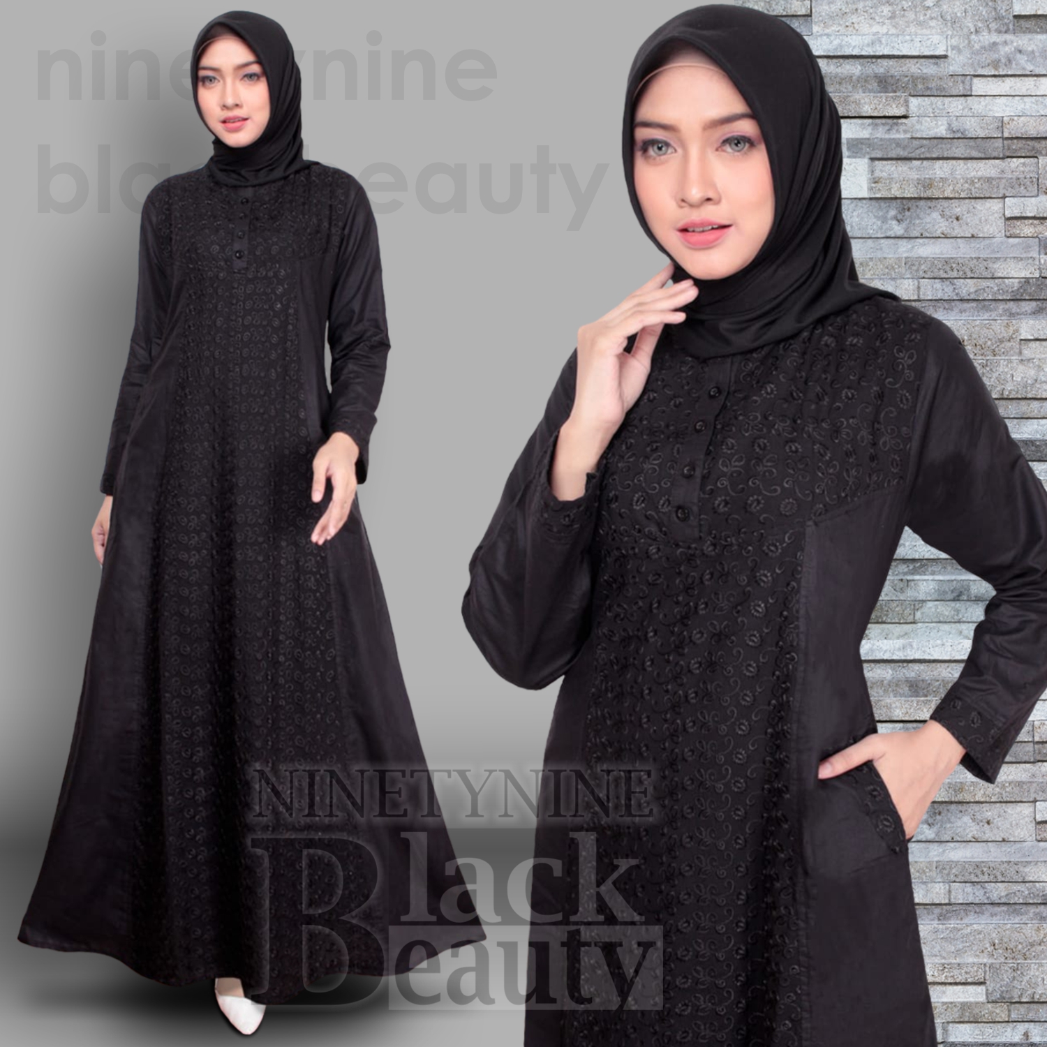 Detail Model Jubah Hitam Nomer 24