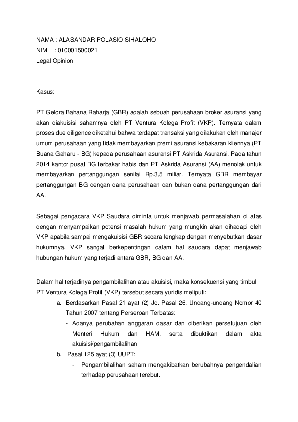 Detail Legal Opinion Contoh Nomer 12