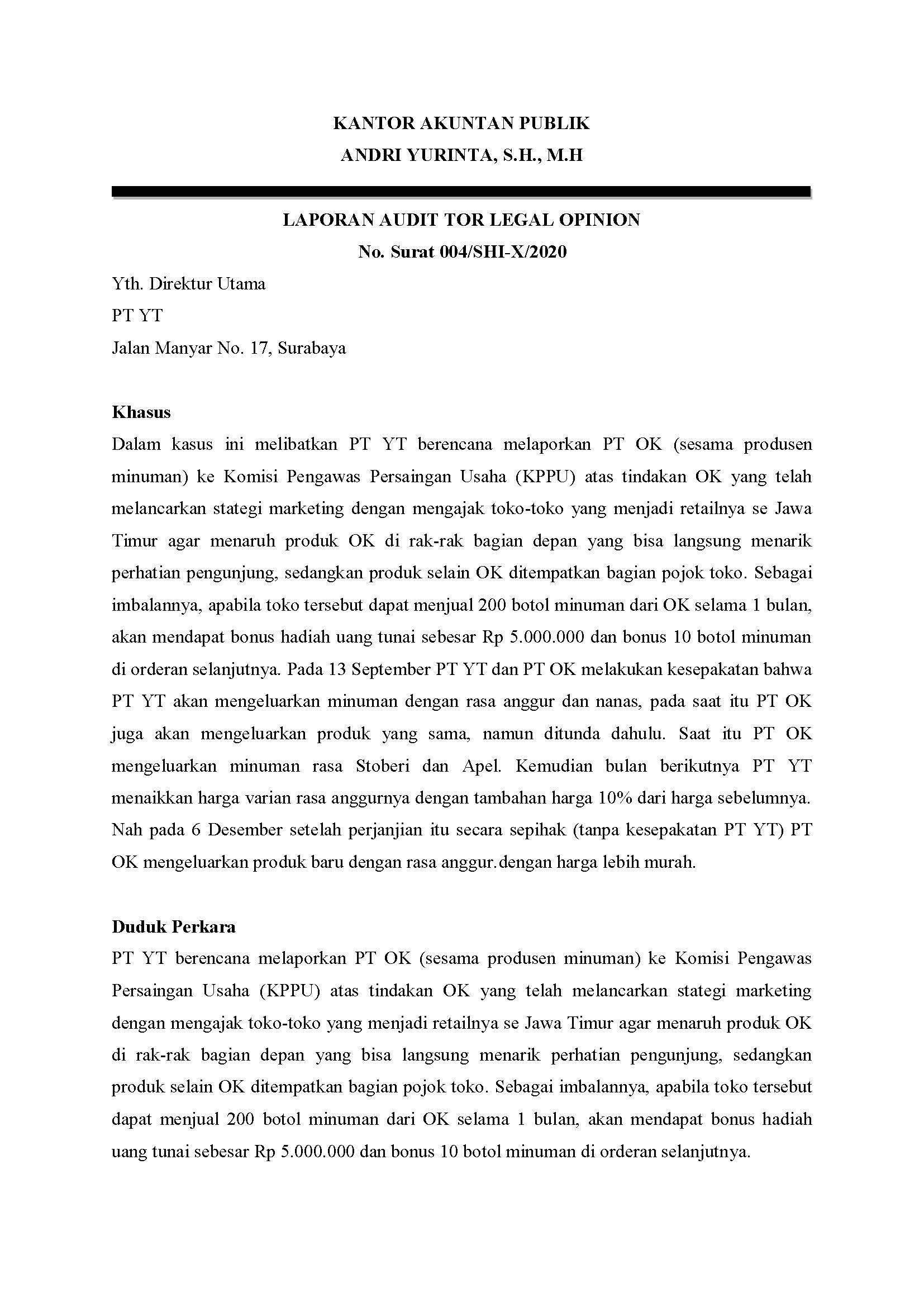 Legal Opinion Contoh - KibrisPDR