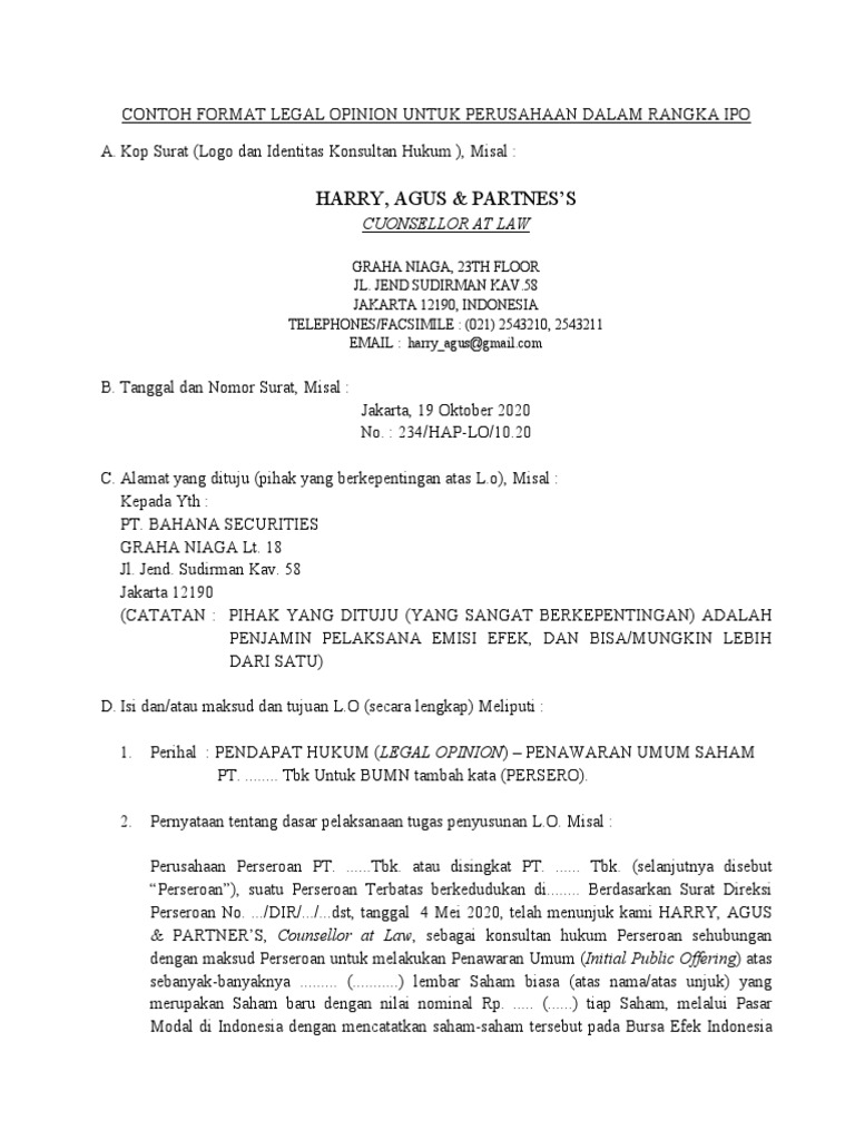 Detail Legal Opinion Contoh Nomer 32