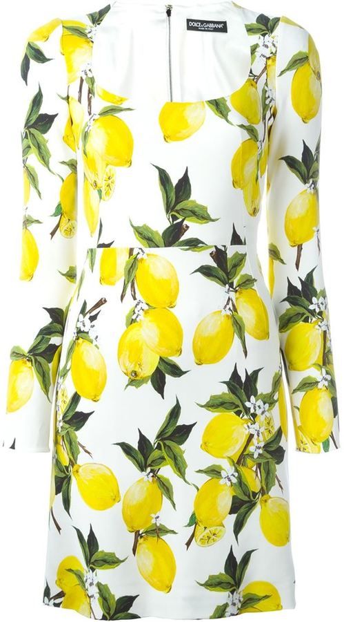 Detail Lemon Print Dress Dolce And Gabbana Nomer 23