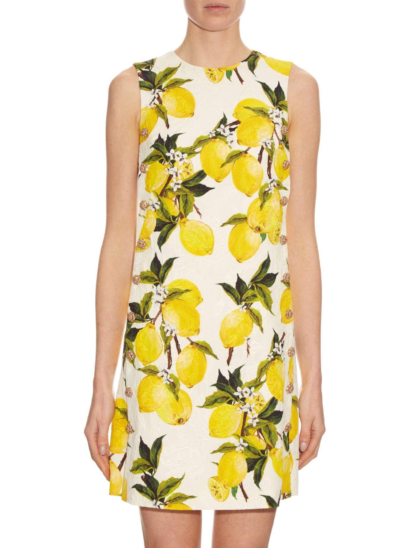 Detail Lemon Print Dress Dolce And Gabbana Nomer 35