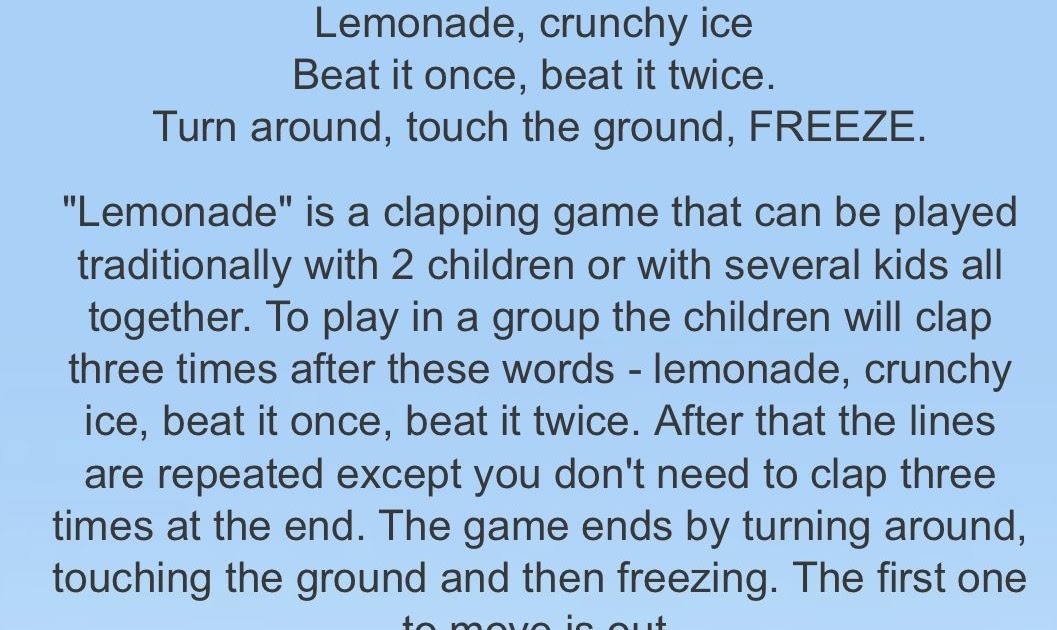 Detail Lemonade Hand Clapping Game Nomer 21