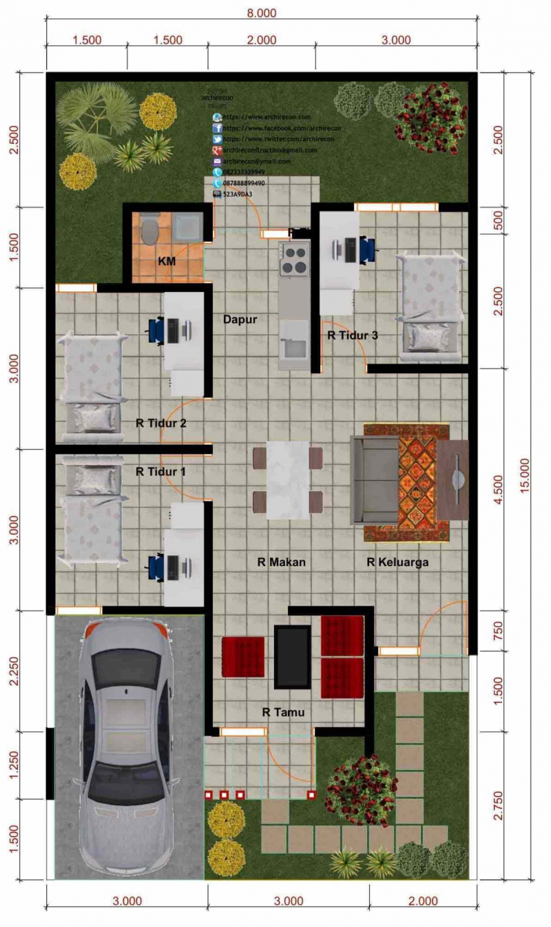 Detail Model Rumah Minimalis 3 Kamar Tidur 1 Lantai Nomer 14