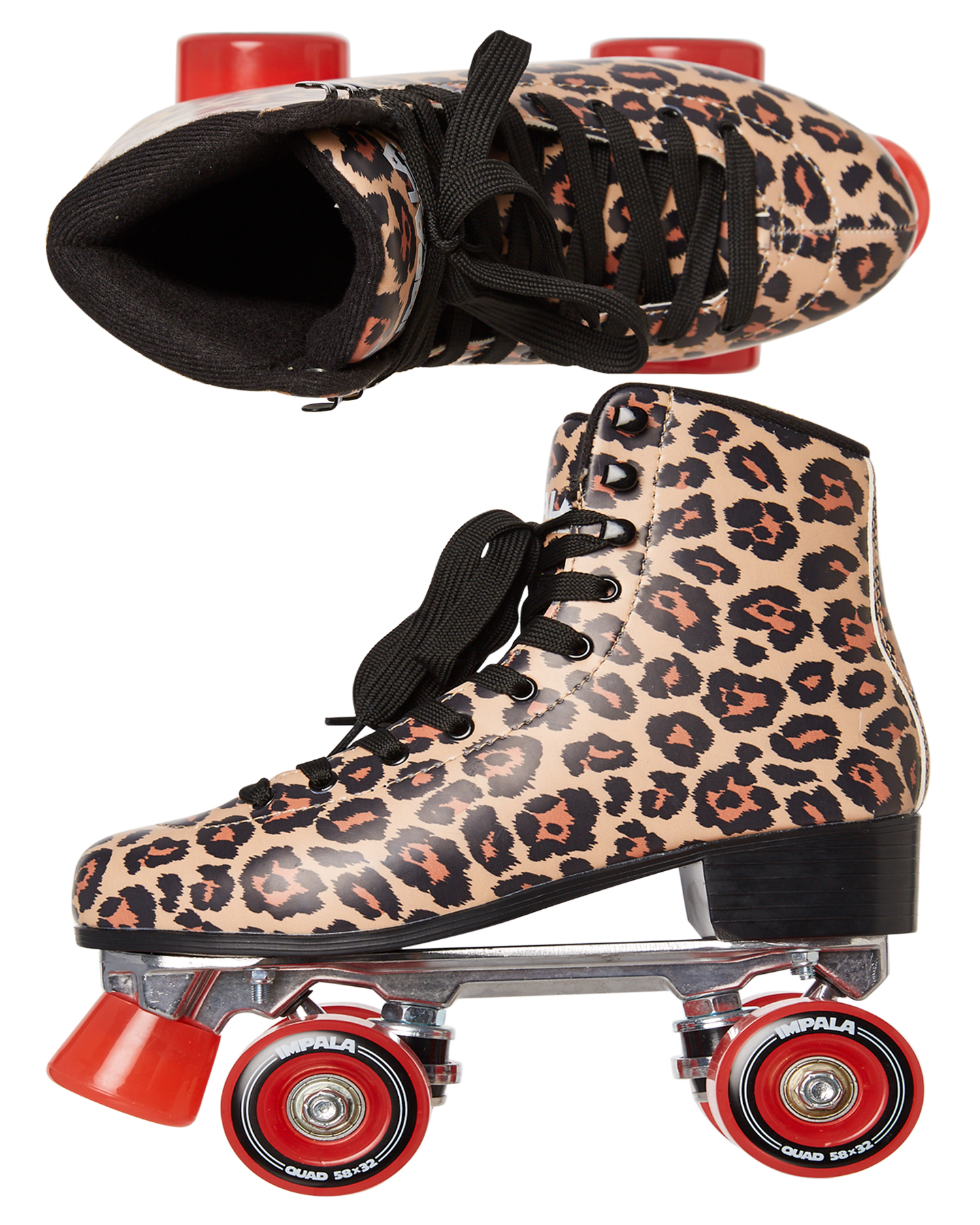 Detail Leopard Roller Skates Size 9 Nomer 9