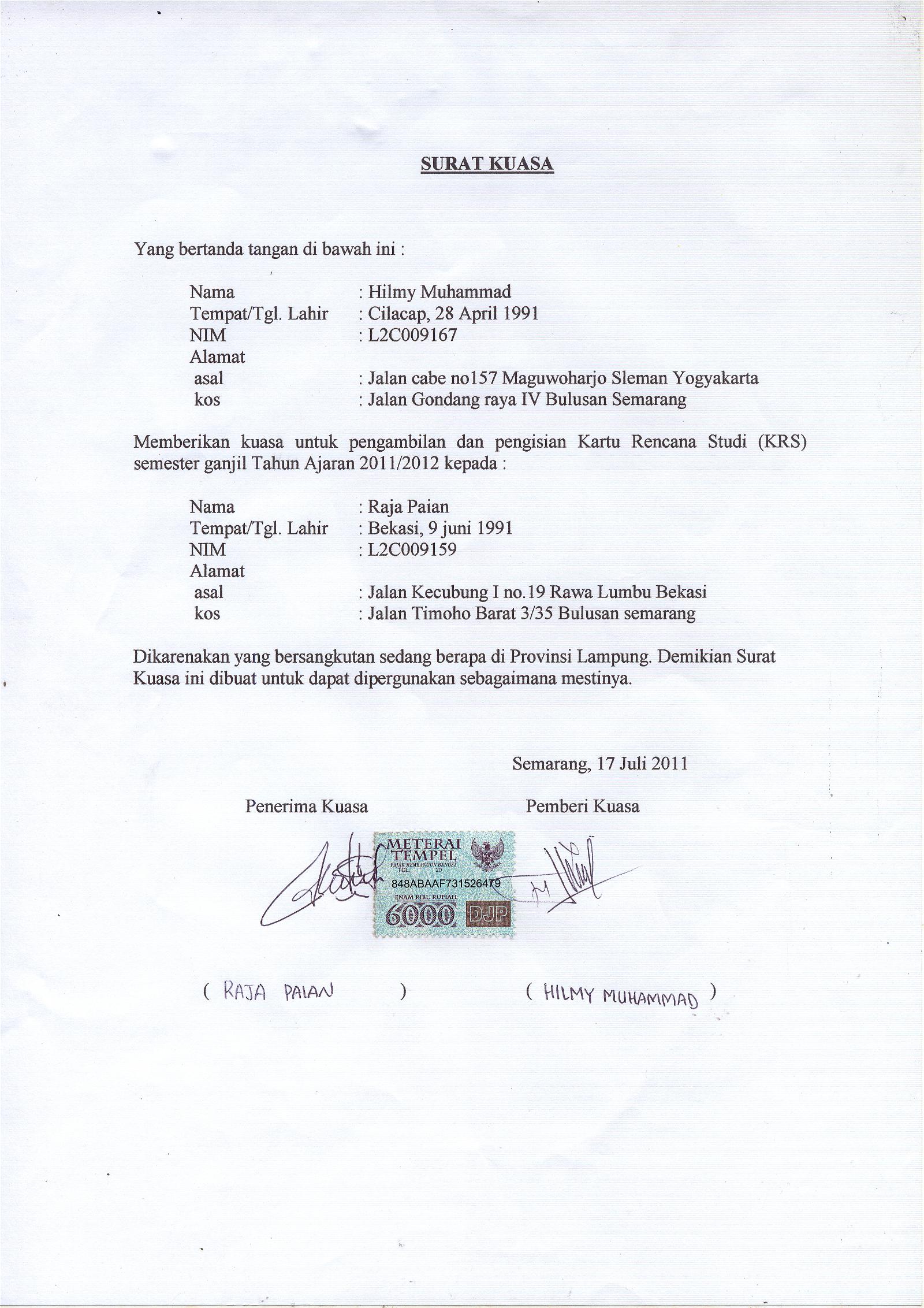 Detail Letak Materai Pada Surat Perjanjian Jual Beli Tanah Nomer 2