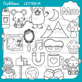 Detail Letter M Clipart Black And White Nomer 23