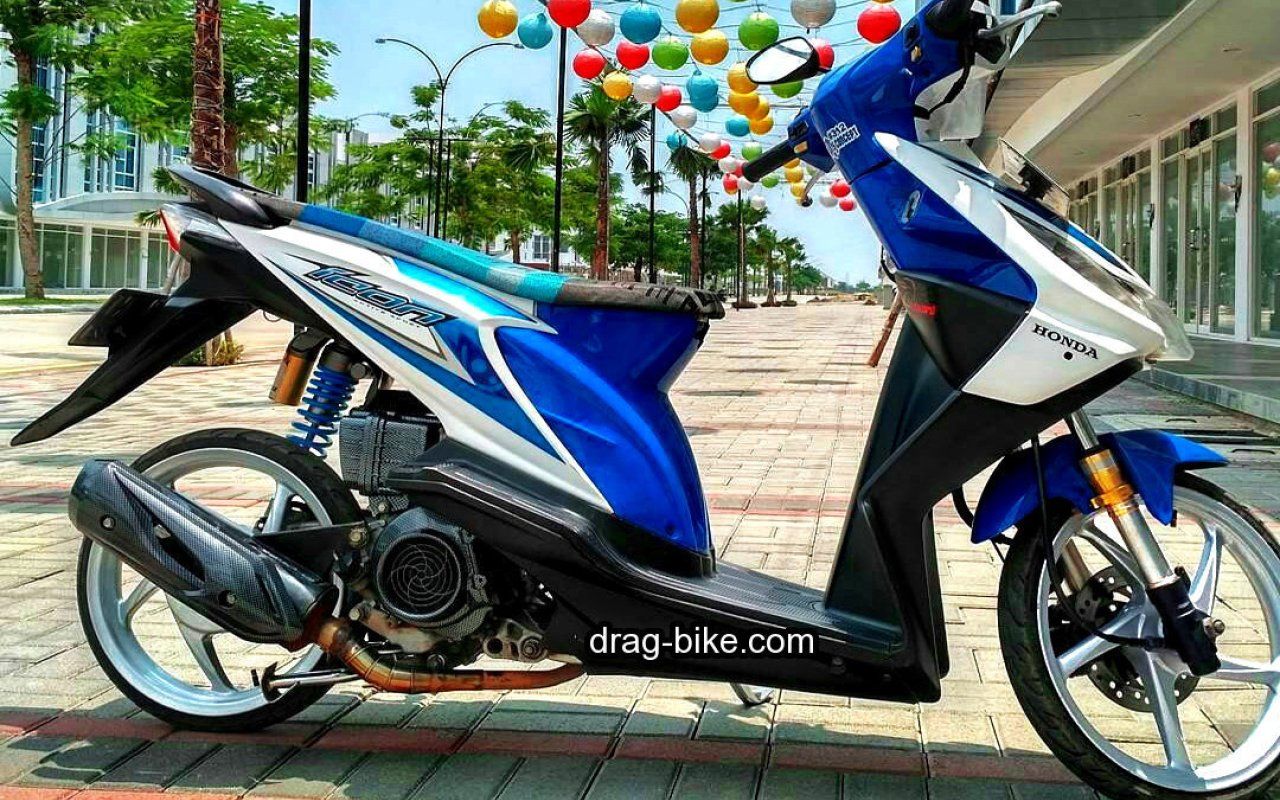 Detail Modifikasi Motor Beat Biru Putih Nomer 2