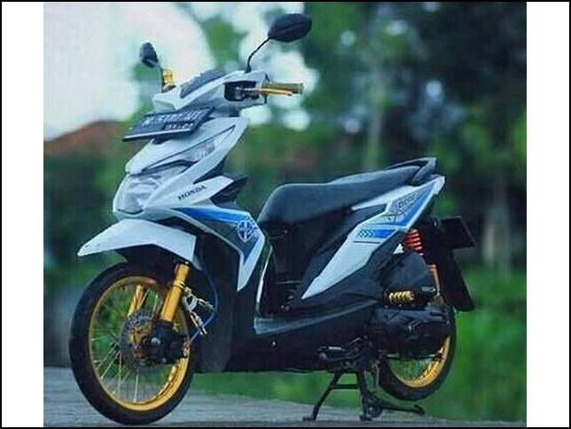 Detail Modifikasi Motor Beat Biru Putih Nomer 3