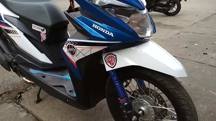 Detail Modifikasi Motor Beat Biru Putih Nomer 28