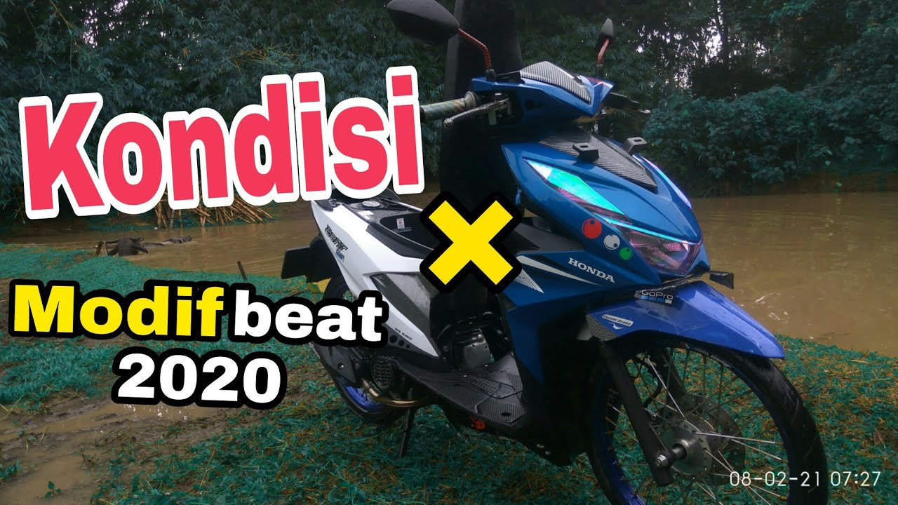 Detail Modifikasi Motor Beat Biru Putih Nomer 30