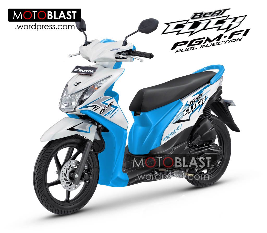 Detail Modifikasi Motor Beat Biru Putih Nomer 35