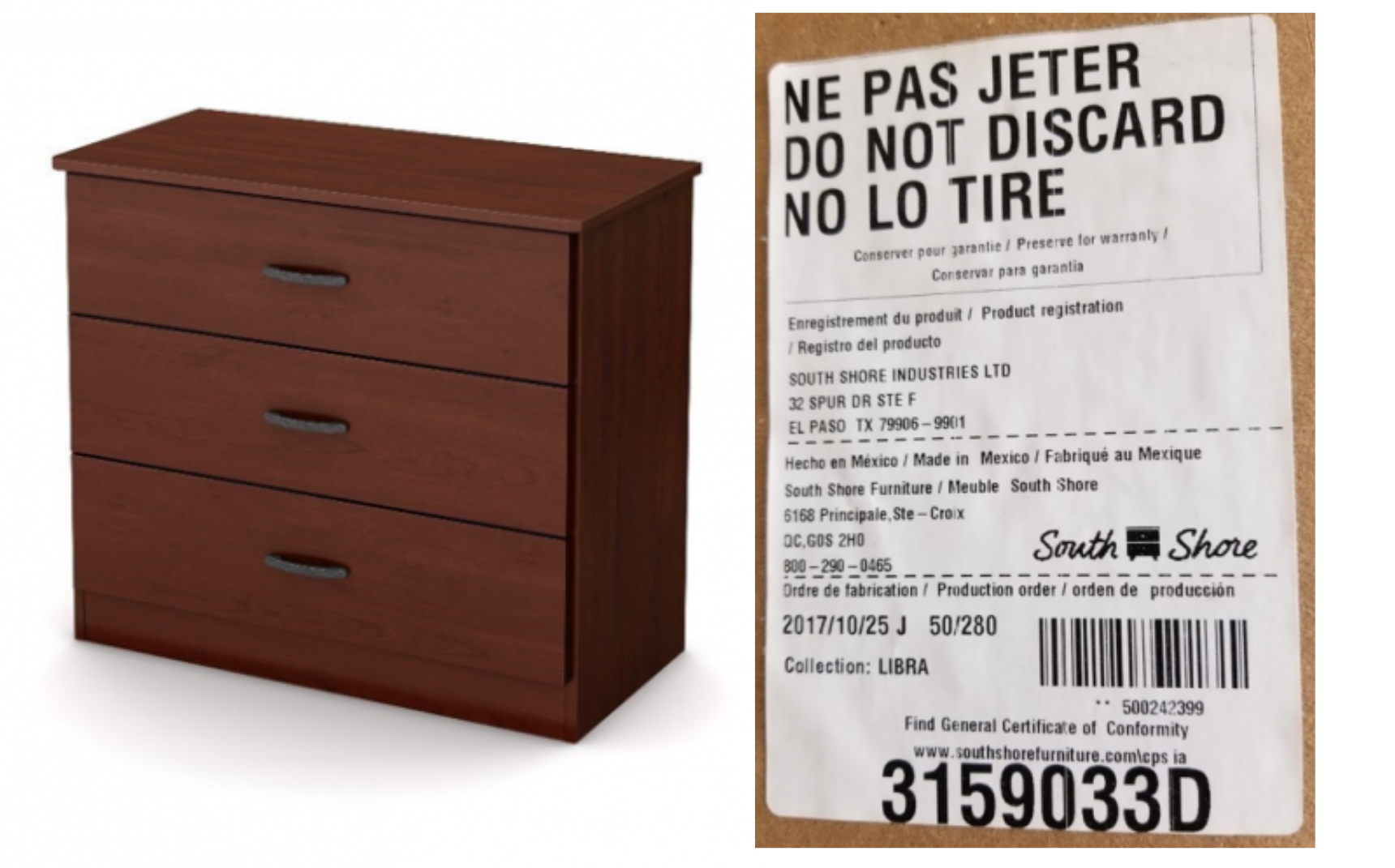 Detail Libra 3 Drawer Dresser Nomer 47