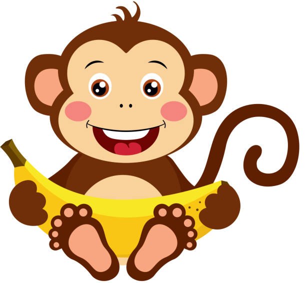 Monkey With Banana Clipart - KibrisPDR