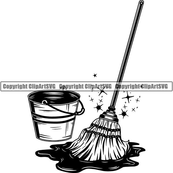 Detail Mop Bucket Clipart Nomer 48