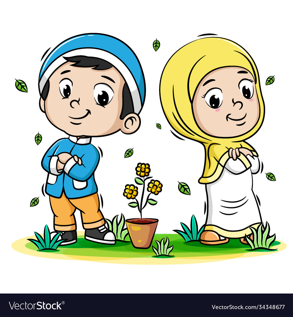 Detail Moslem Child Vector Nomer 8