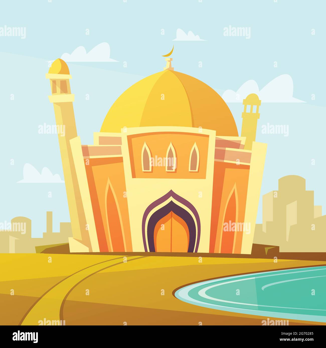 Detail Mosque Cartoon Vector Nomer 22