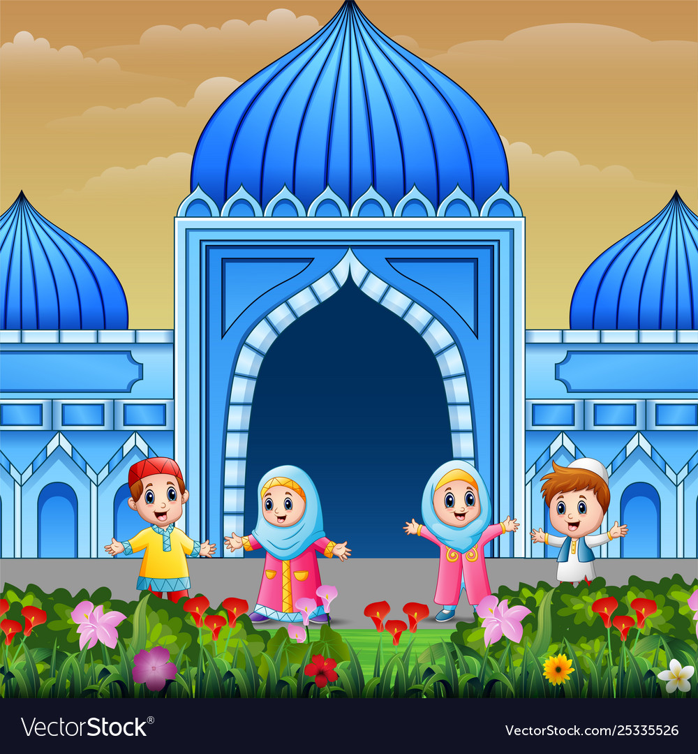 Detail Mosque Cartoon Vector Nomer 50