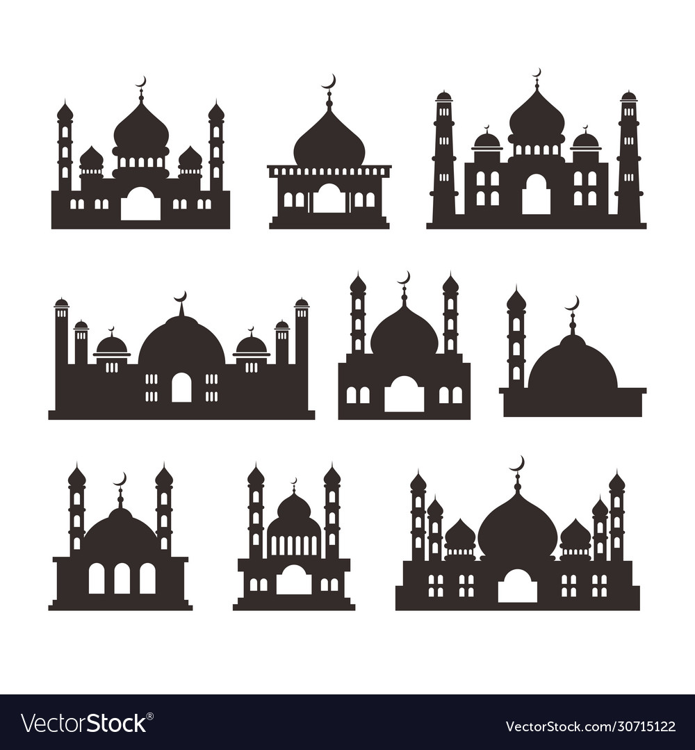 Detail Mosque Silhouette Vector Nomer 7