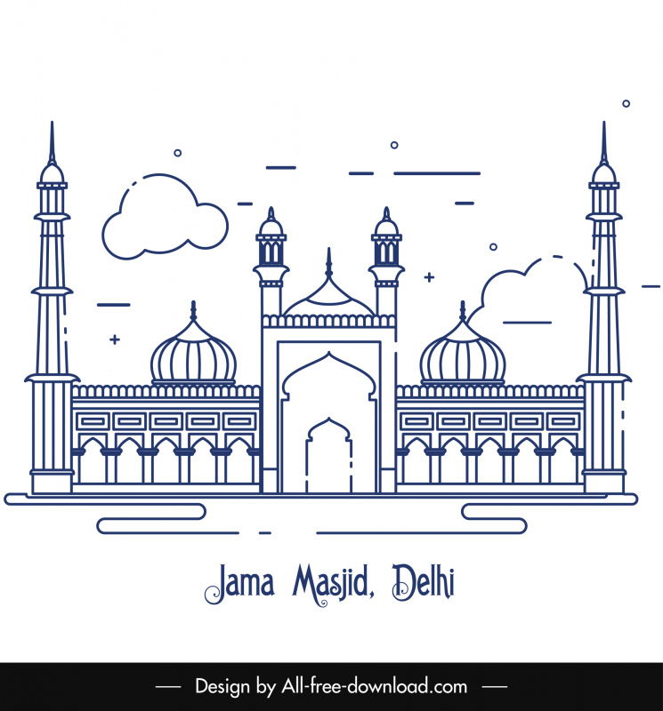 Detail Mosque Vector Design Nomer 19