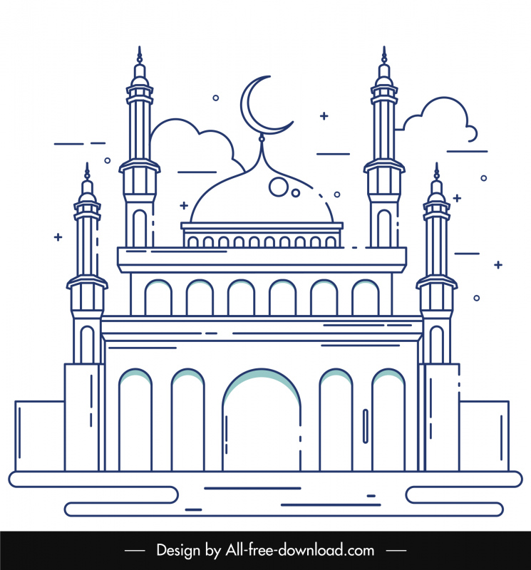 Detail Mosque Vector Design Nomer 28