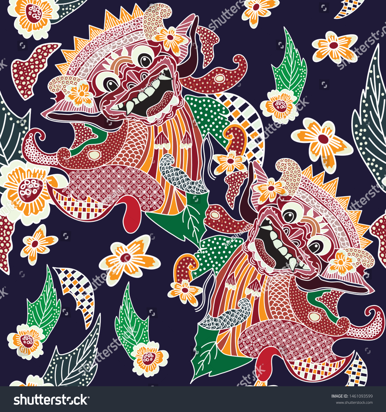 Detail Motif Batik Bali Vector Nomer 5