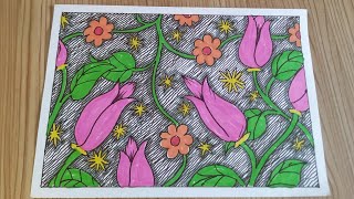 Detail Motif Batik Bunga Mawar Nomer 25
