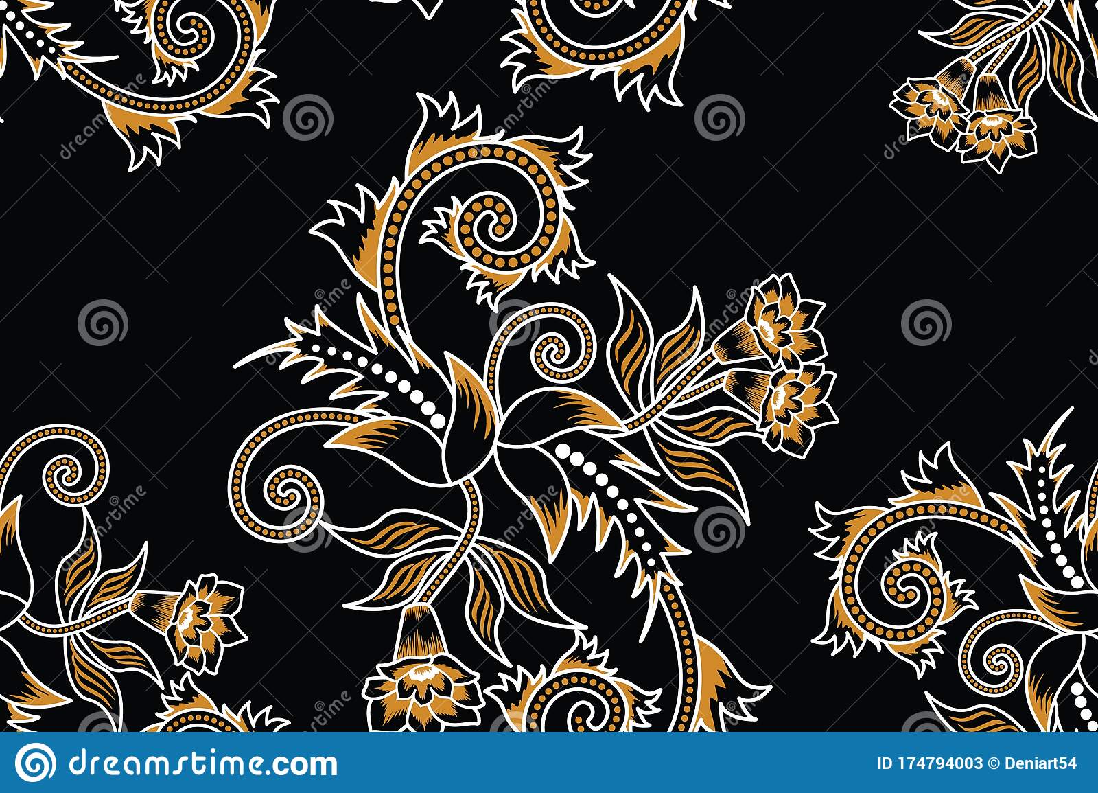 Detail Motif Batik Bunga Vector Nomer 45