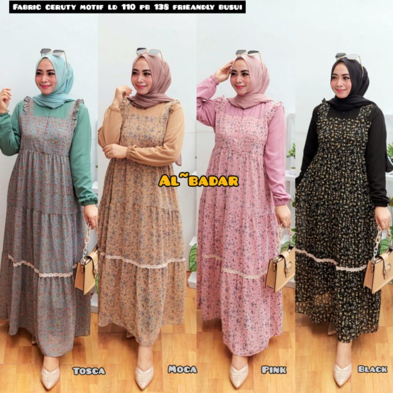 Motif Bunga Model Gamis Bunga Kombinasi Polos - KibrisPDR