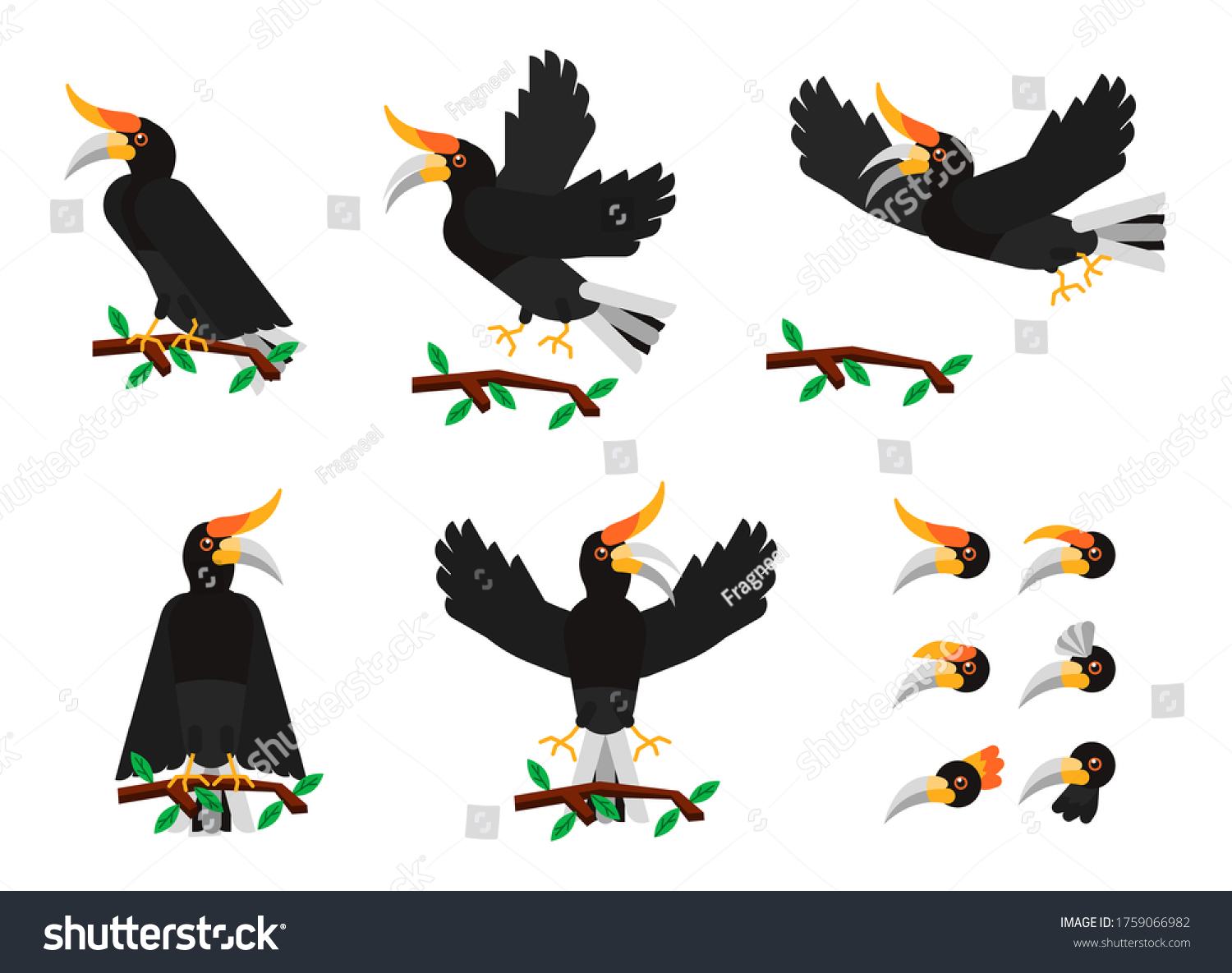 Motif Burung Enggang Vector - KibrisPDR