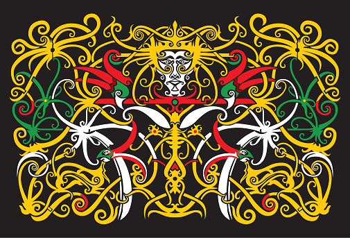 Detail Motif Burung Enggang Vector Nomer 24