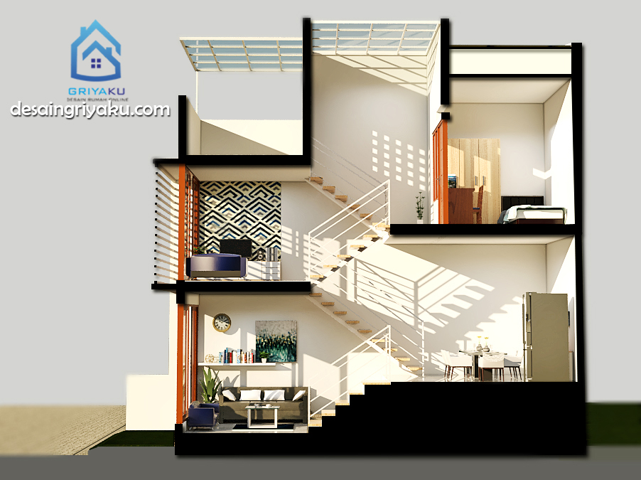 Detail Desain Rumah Split Level Modern Nomer 39