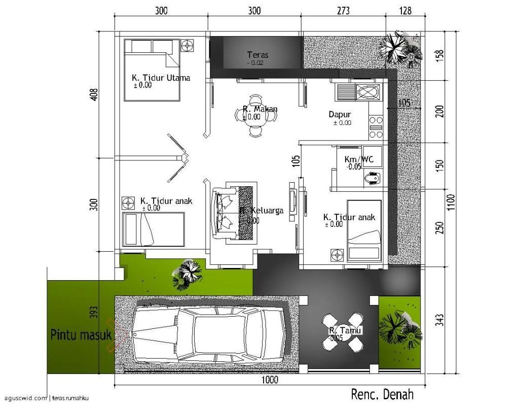 Detail Desain Rumah Ukuran 12x8 Dengan 3 Kamar Tidur Nomer 22