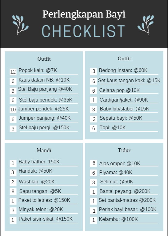 Detail List Perlengkapan Bayi Baru Lahir Excel Nomer 3