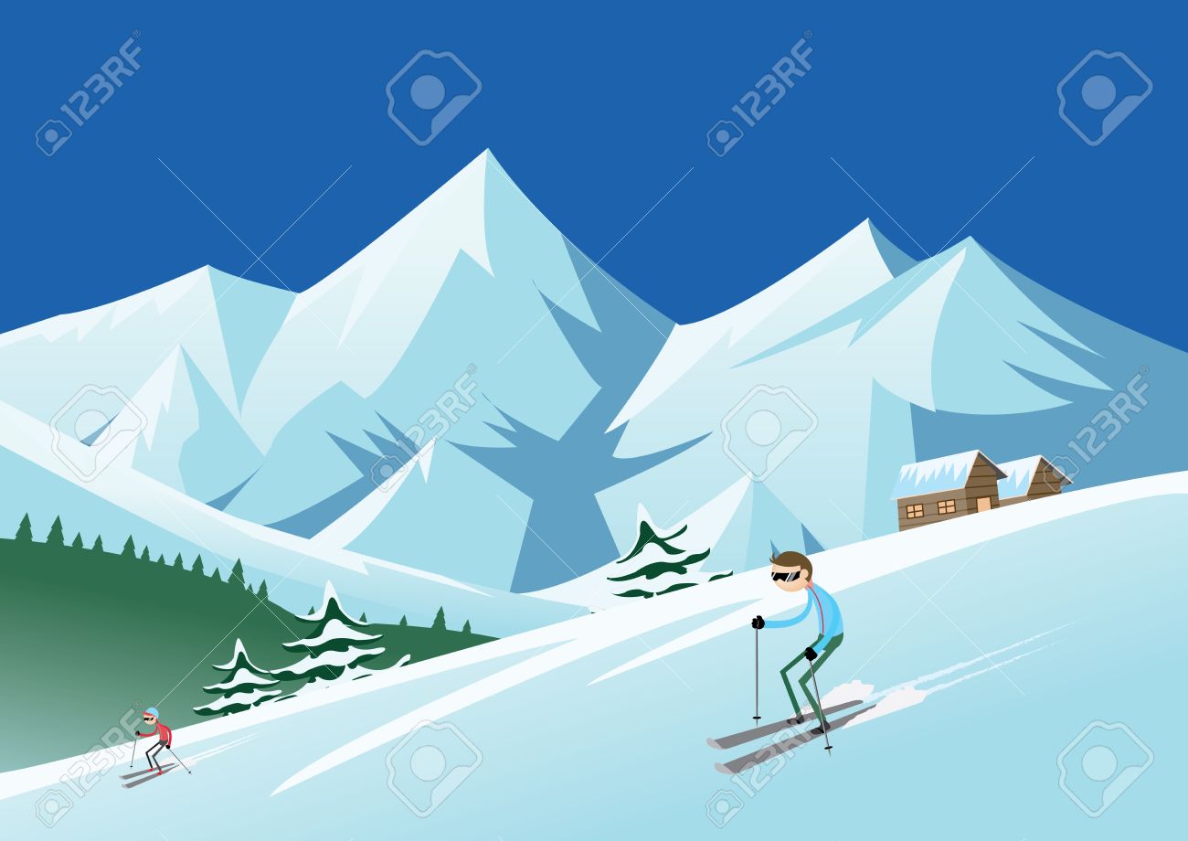 Detail Mountain Skiing Clipart Nomer 4
