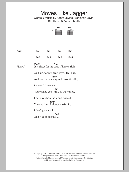 Detail Moves Like Jagger Chords Nomer 2