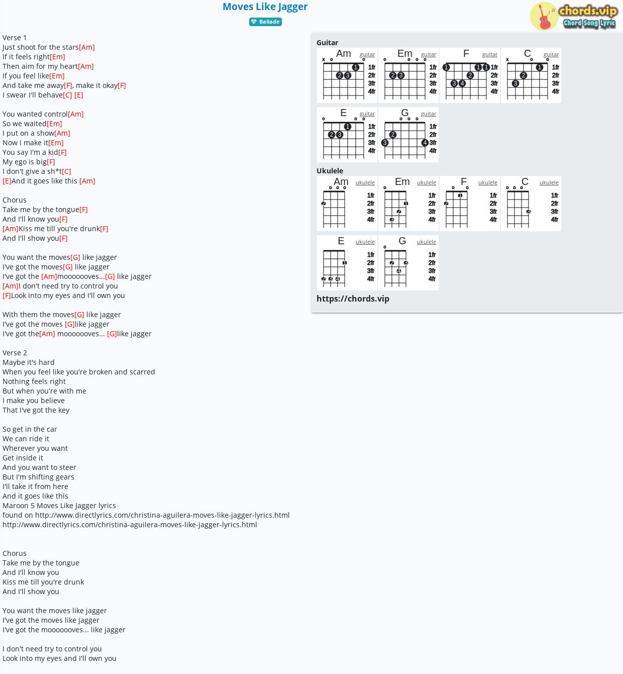 Detail Moves Like Jagger Chords Nomer 14