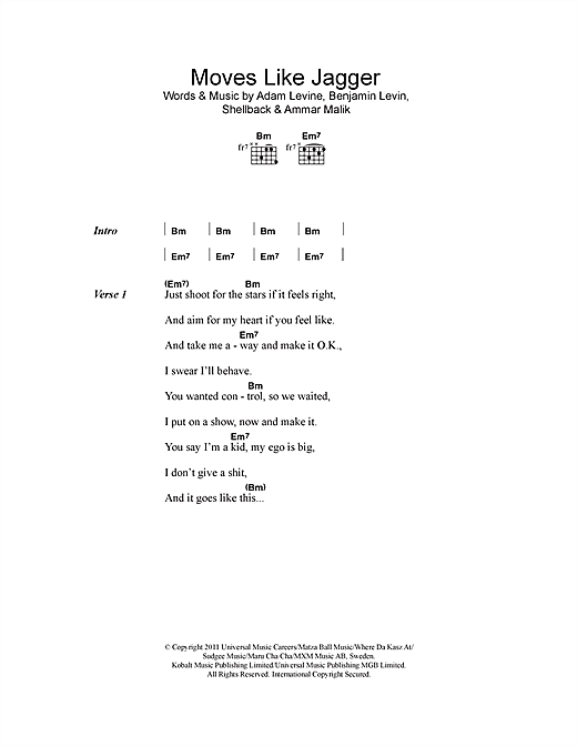 Detail Moves Like Jagger Chords Nomer 18