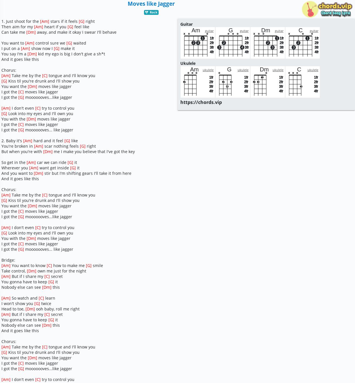 Detail Moves Like Jagger Chords Nomer 8