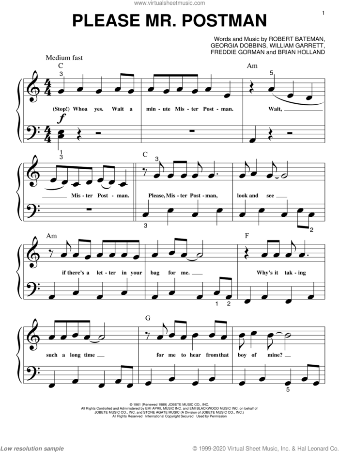 Detail Mr Postman Sheet Music Nomer 4