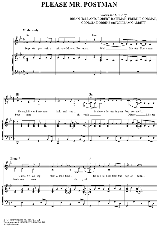 Mr postman. Please Mr Postman the Beatles Ноты для фортепиано. The Marvelettes please Mr. Postman. Please Mr. Postman откуда песня. Jennifer Postman песня Ноты.