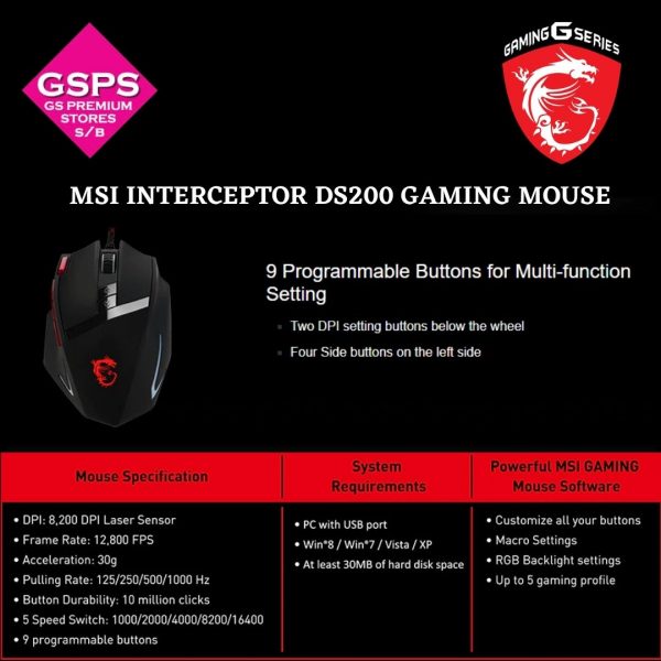 Detail Msi Ds200 Gaming Mouse Nomer 44