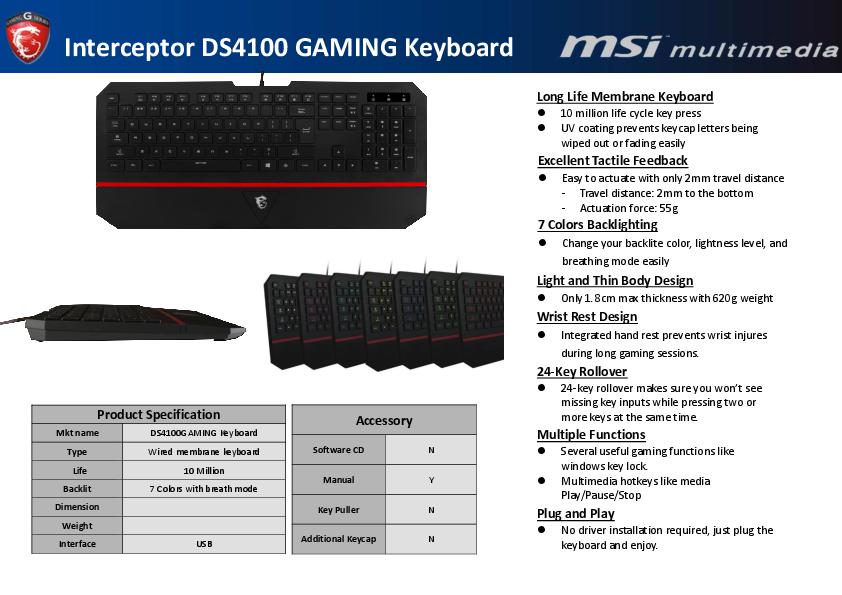 Detail Msi Ds4100 Keyboard Nomer 14