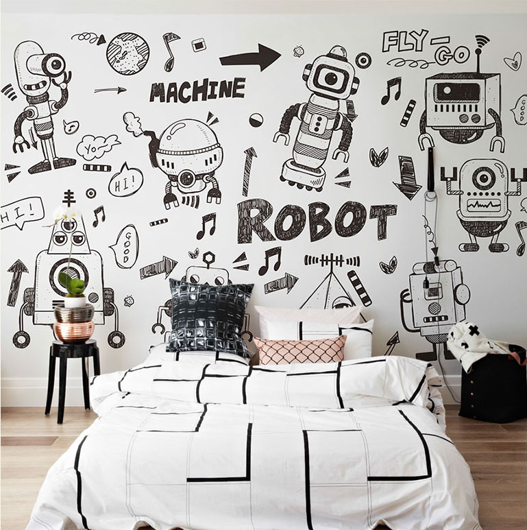 Detail Mural Dinding Kamar Hitam Putih Nomer 5