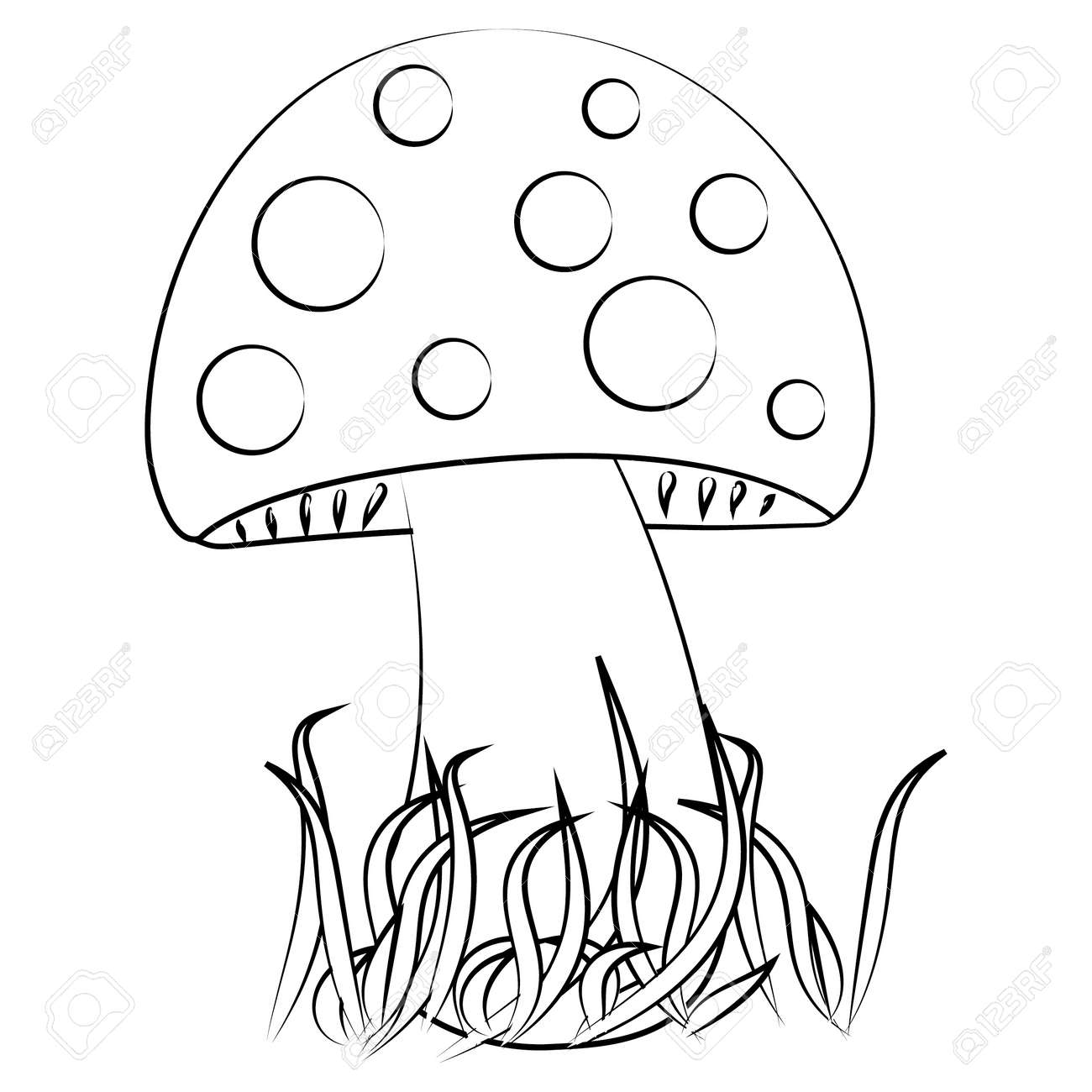 Detail Mushroom Clipart Black And White Nomer 4
