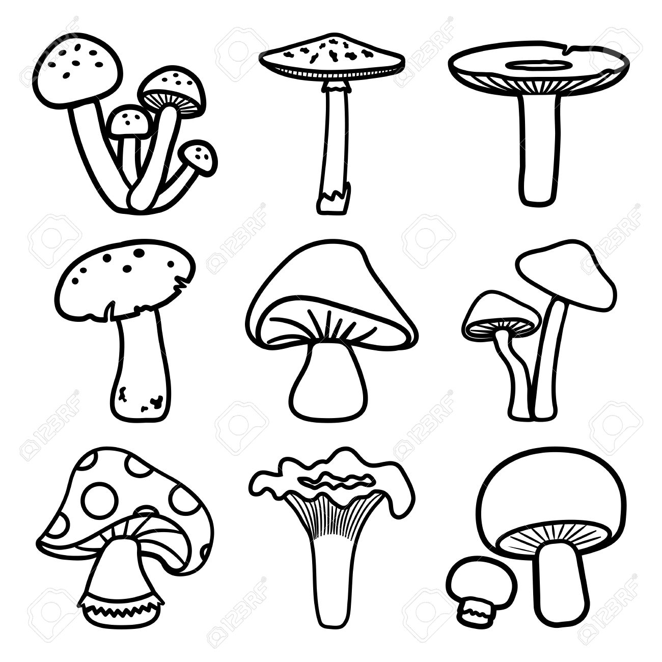 Detail Mushroom Clipart Black And White Nomer 44