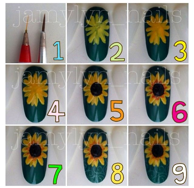 Detail Nail Art Bunga Matahari Nomer 11