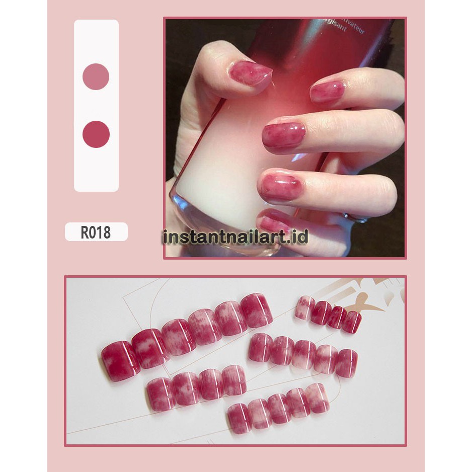 Detail Nail Art Marble Merah Nomer 12