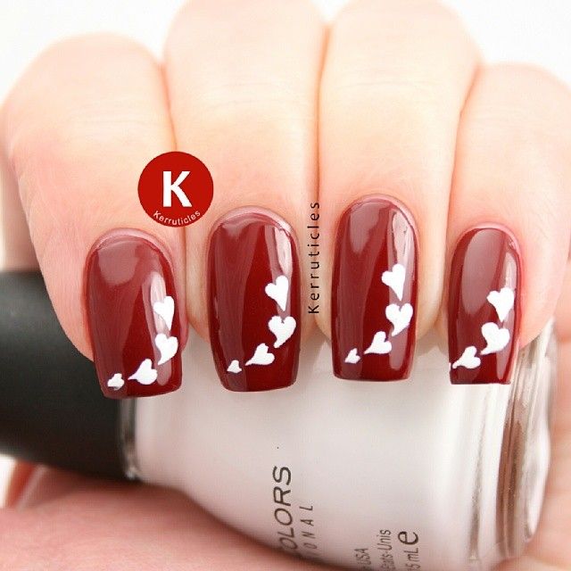 Detail Nail Art Merah Maroon Simple Nomer 5